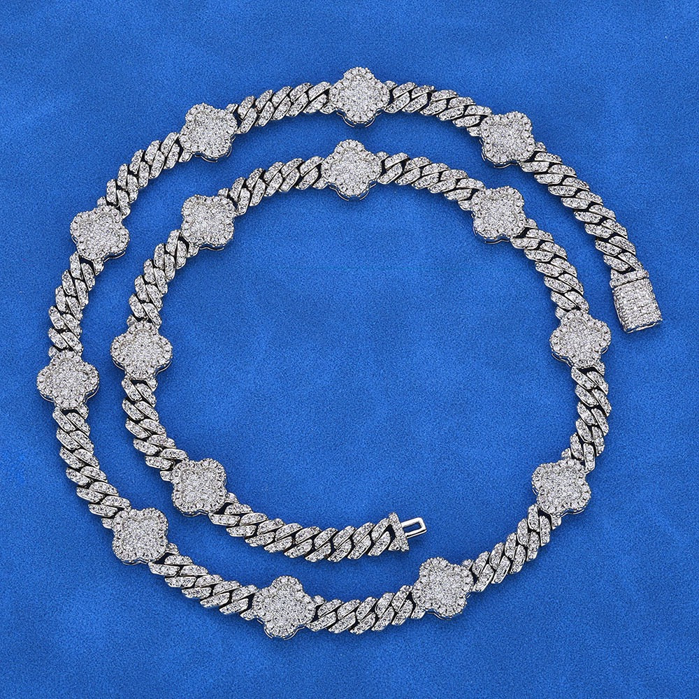 6mm Iced Four-Leaf Clover Cuban Chains