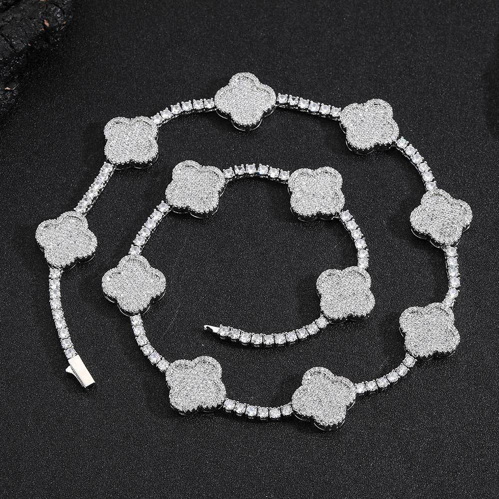 3.5mm Iced Four-Leaf Clover Cuban Chains
