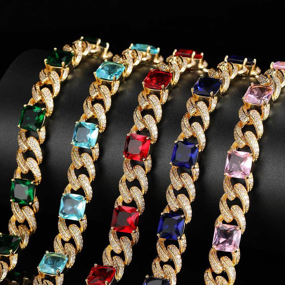 12mm Iced Multi-color Diamonds Chains