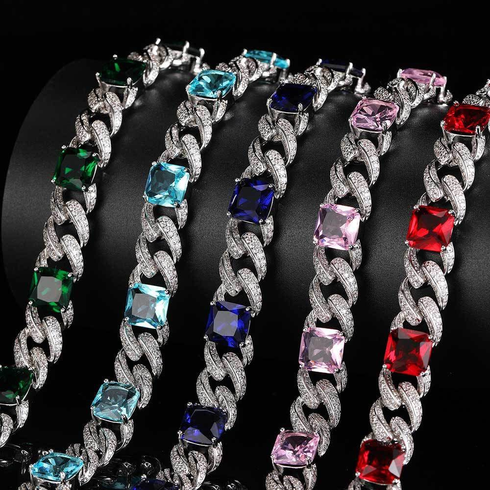 12mm Iced Multi-color Diamonds Chains