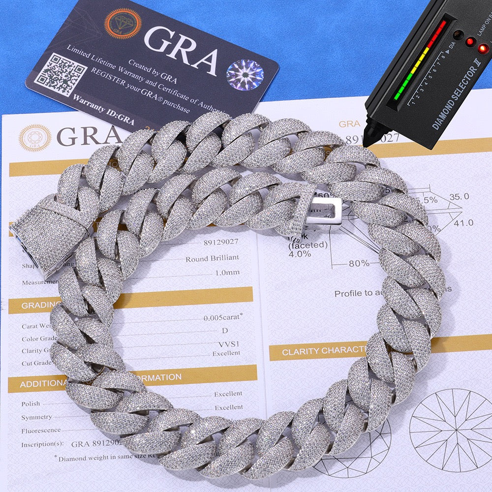 24mm S925 & Moissanite Cuban Link Chain