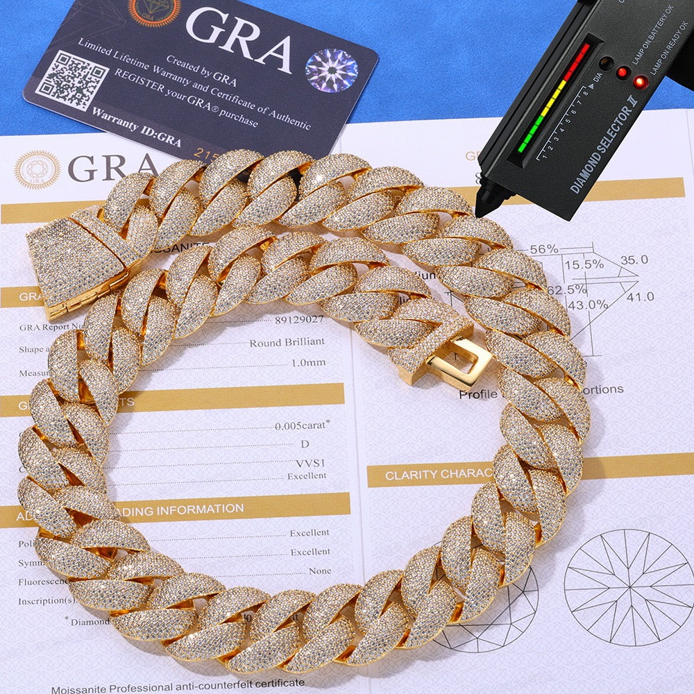 24mm S925 & Moissanite Cuban Link Chain