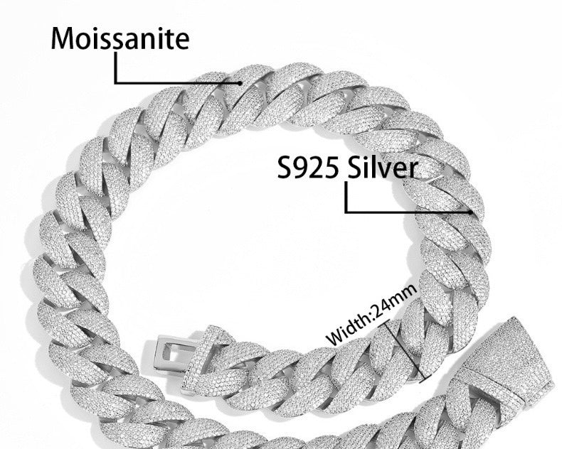 24mm S925 & Moissanite Cuban Link Chain