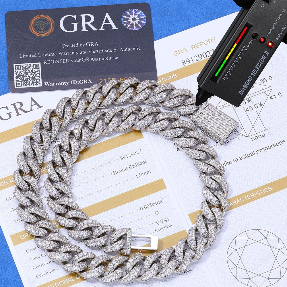 15mm S925 & Moissanite Cuban Link Chain