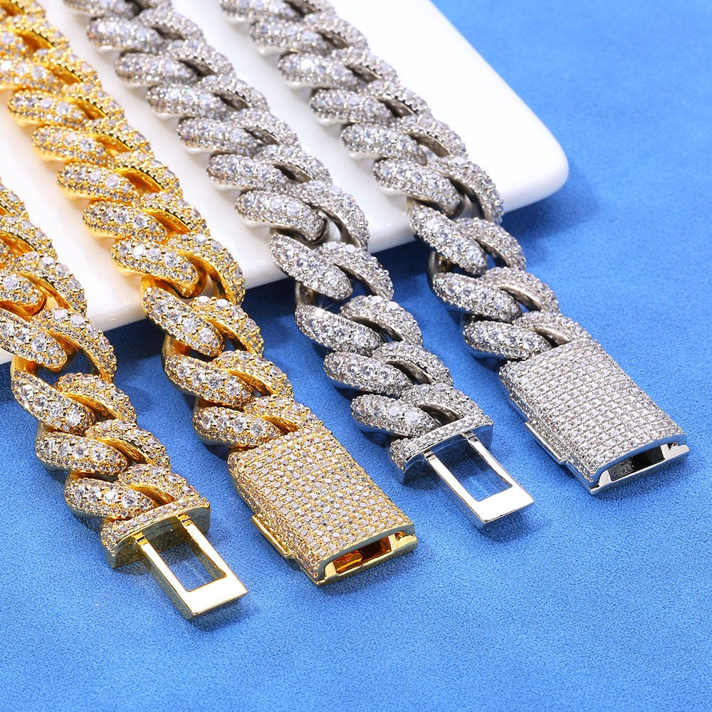15mm S925 & Moissanite Cuban Link Chain