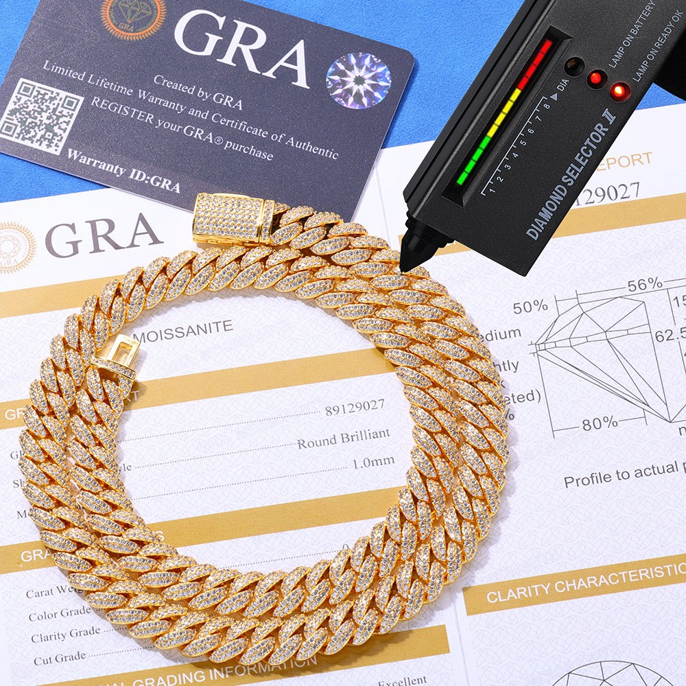 10mm S925 & Moissanite Cuban Link Chain