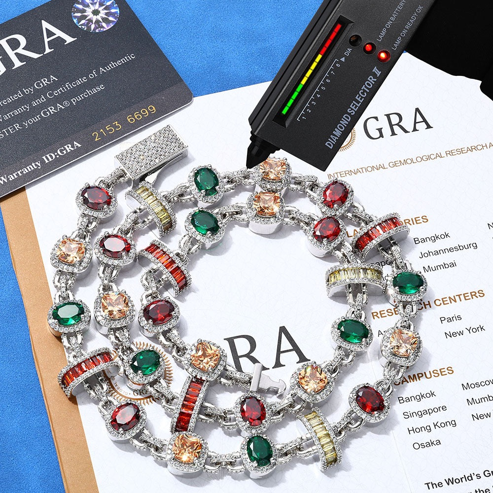 S925 & Moissanite Multi-color Diamonds Chain