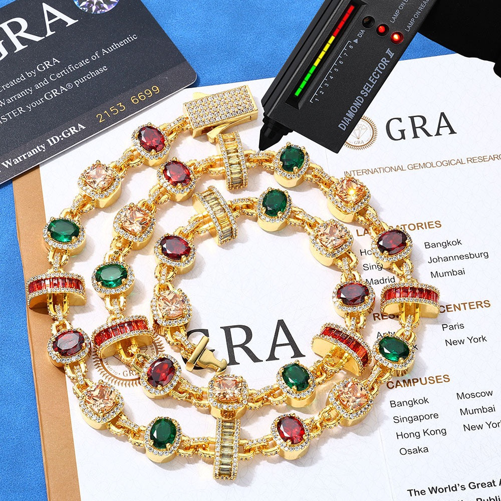 S925 & Moissanite Multi-color Diamonds Chain