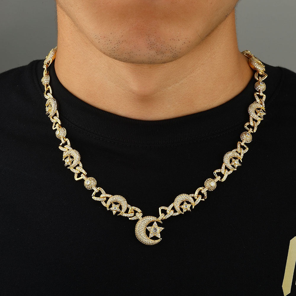 S925 & Moissanite Moon and Star Chain