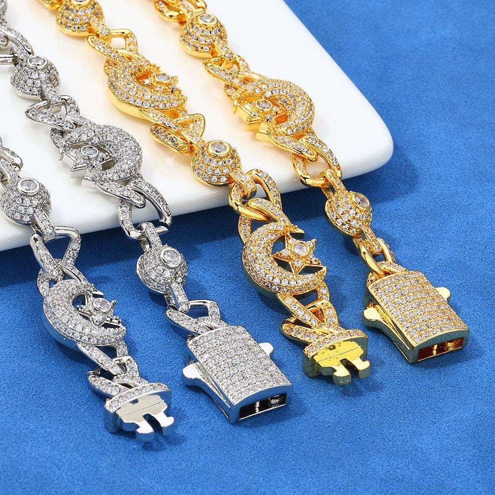 S925 & Moissanite Moon and Star Chain