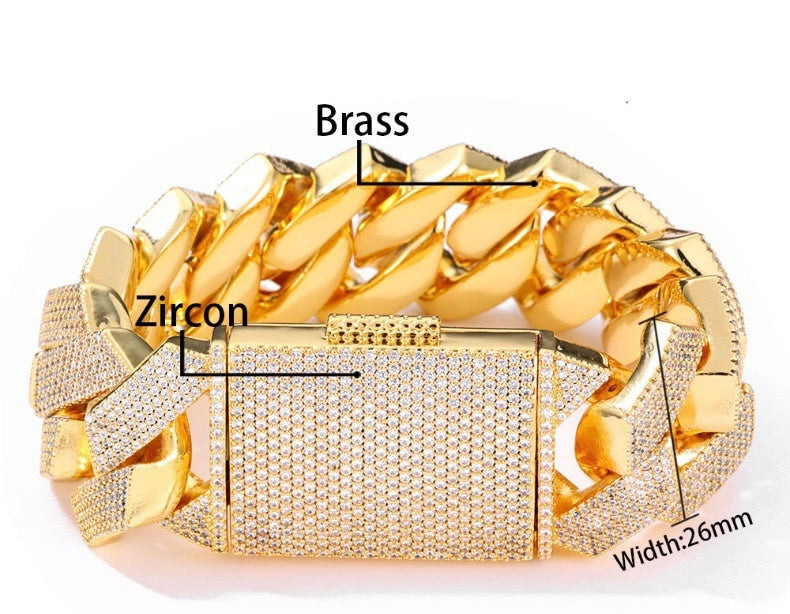 Iced Out 26mm Baguette Cut Cuban Bracelet