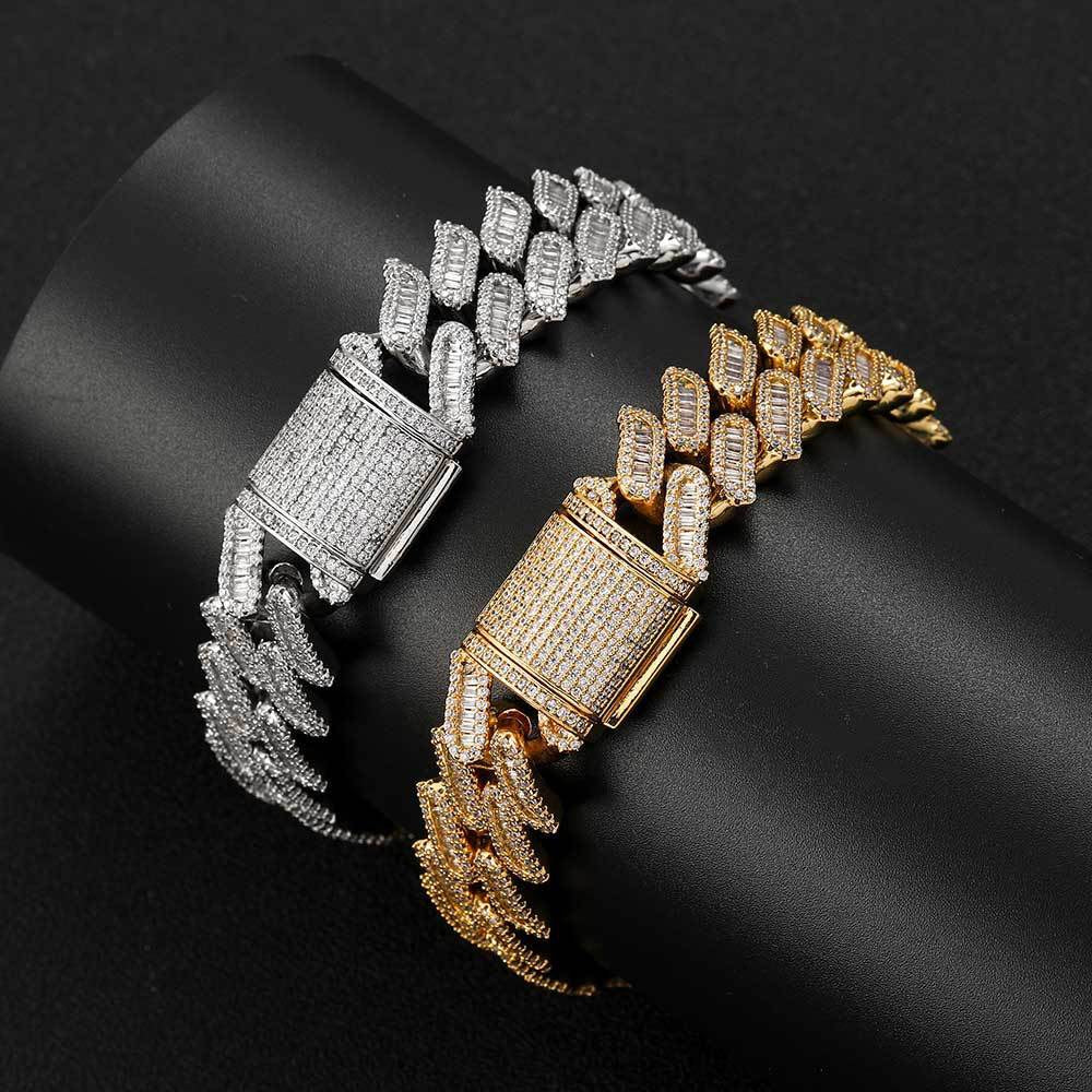 15mm Iced Baguette Thorns Cuban Bracelet