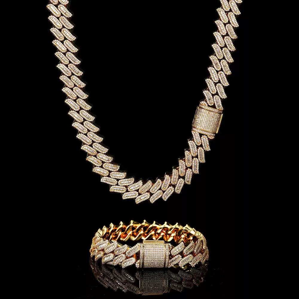 15mm Iced Baguette Thorns Cuban Bracelet