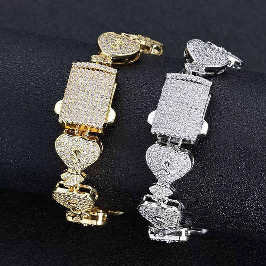 15mm Iced Dollar $ Cuban Bracelet