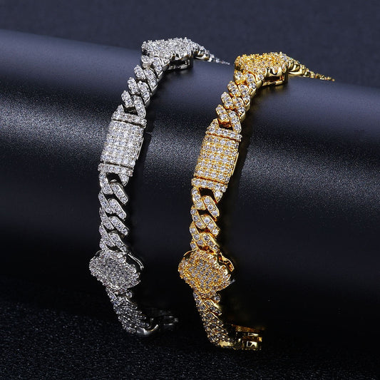 6mm Iced Four-Leaf Clover Cuban Bracelet