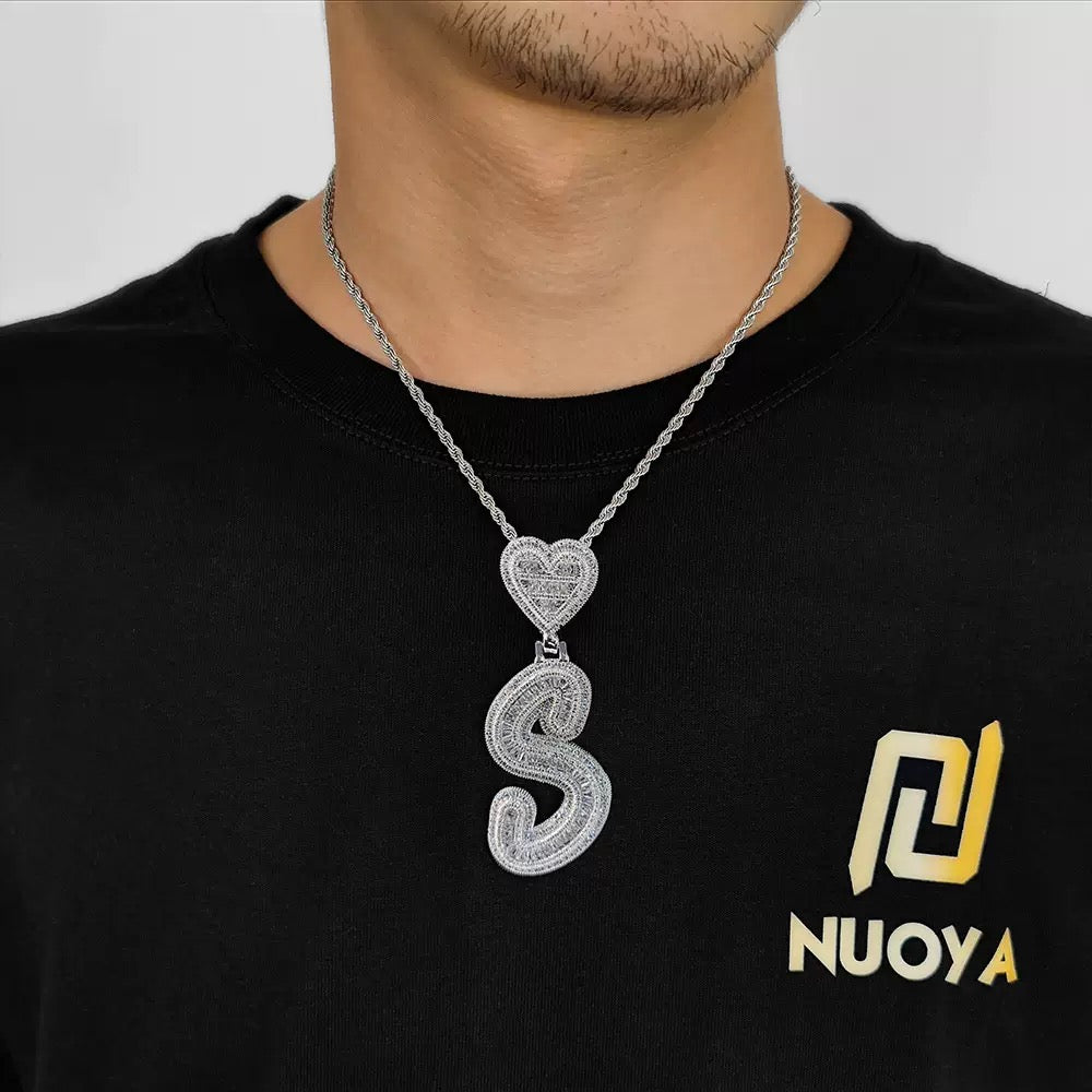 Giant Iced A-Z Baguette Letter Pendant