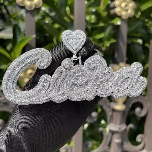 Giant Iced A-Z Baguette Letter Pendant