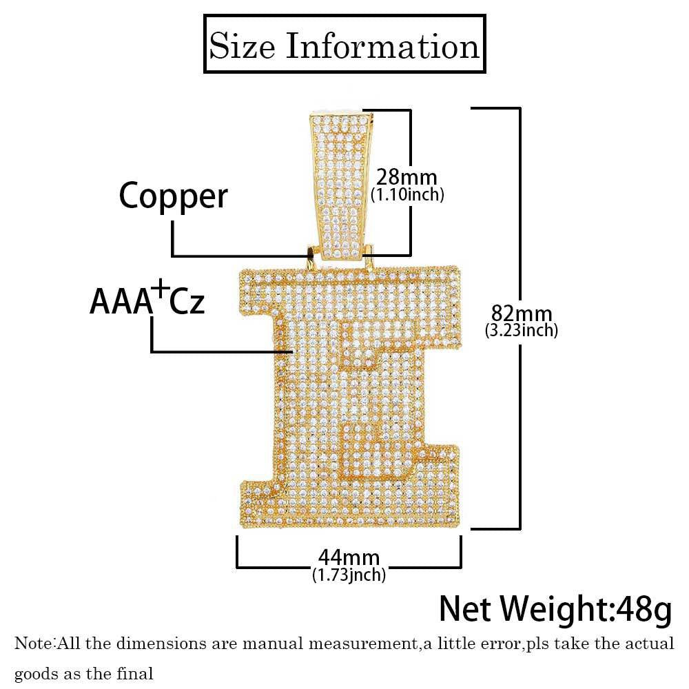 Iced 3D A-Z Letters Pendant