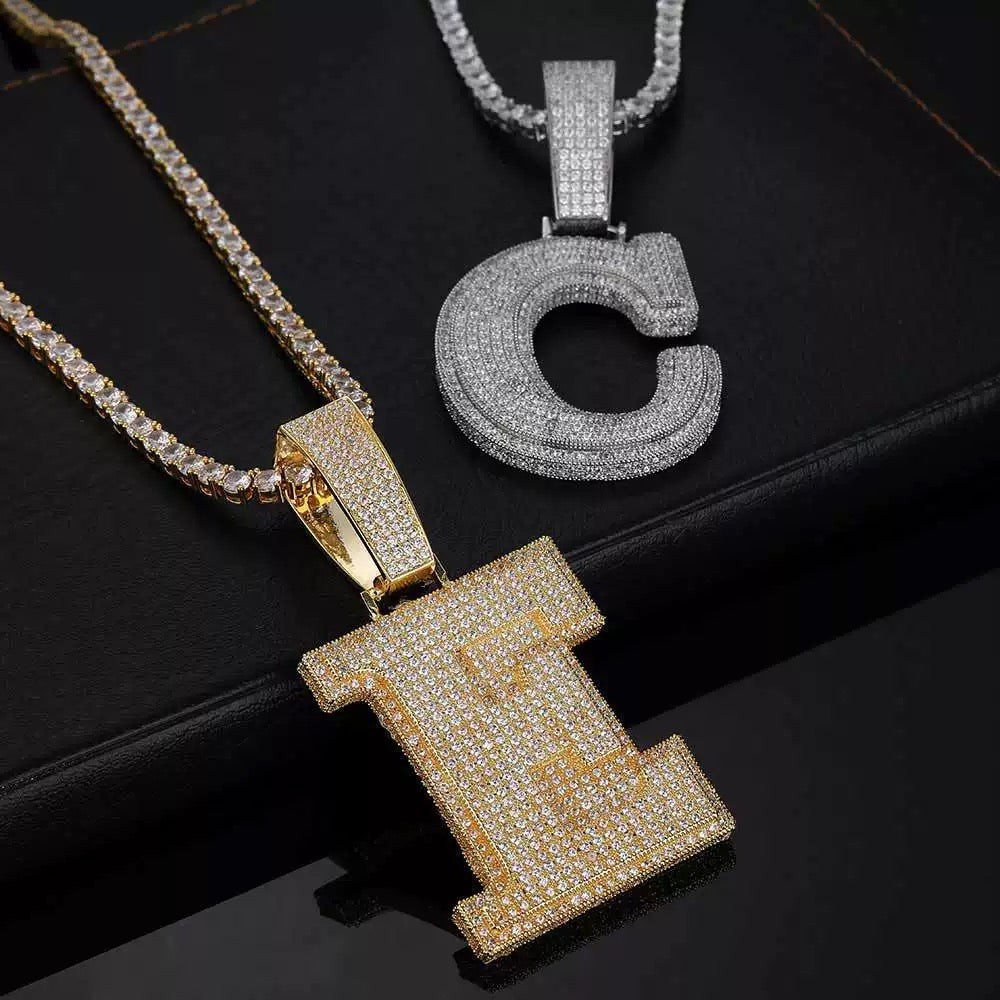 Iced 3D A-Z Letters Pendant