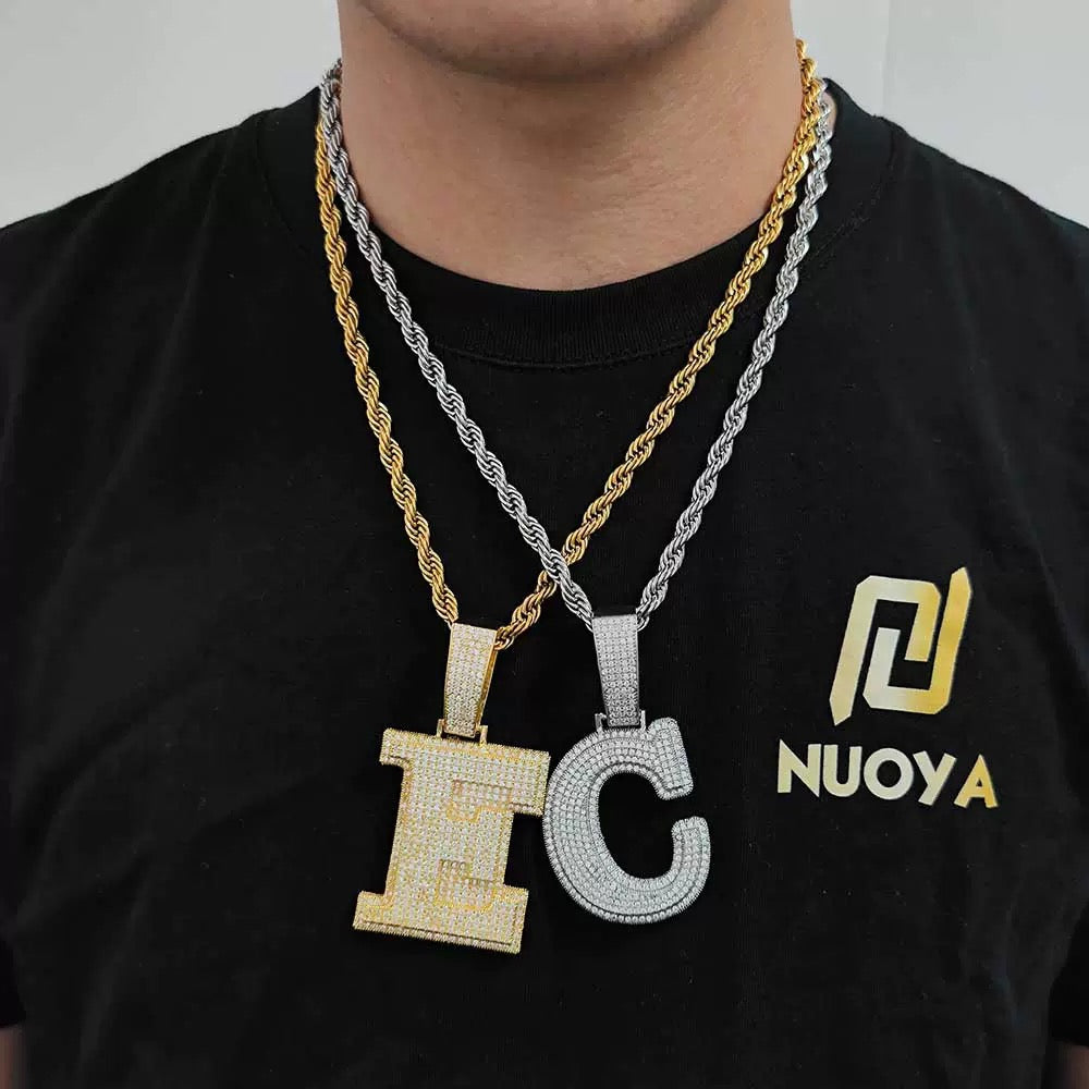 Iced 3D A-Z Letters Pendant