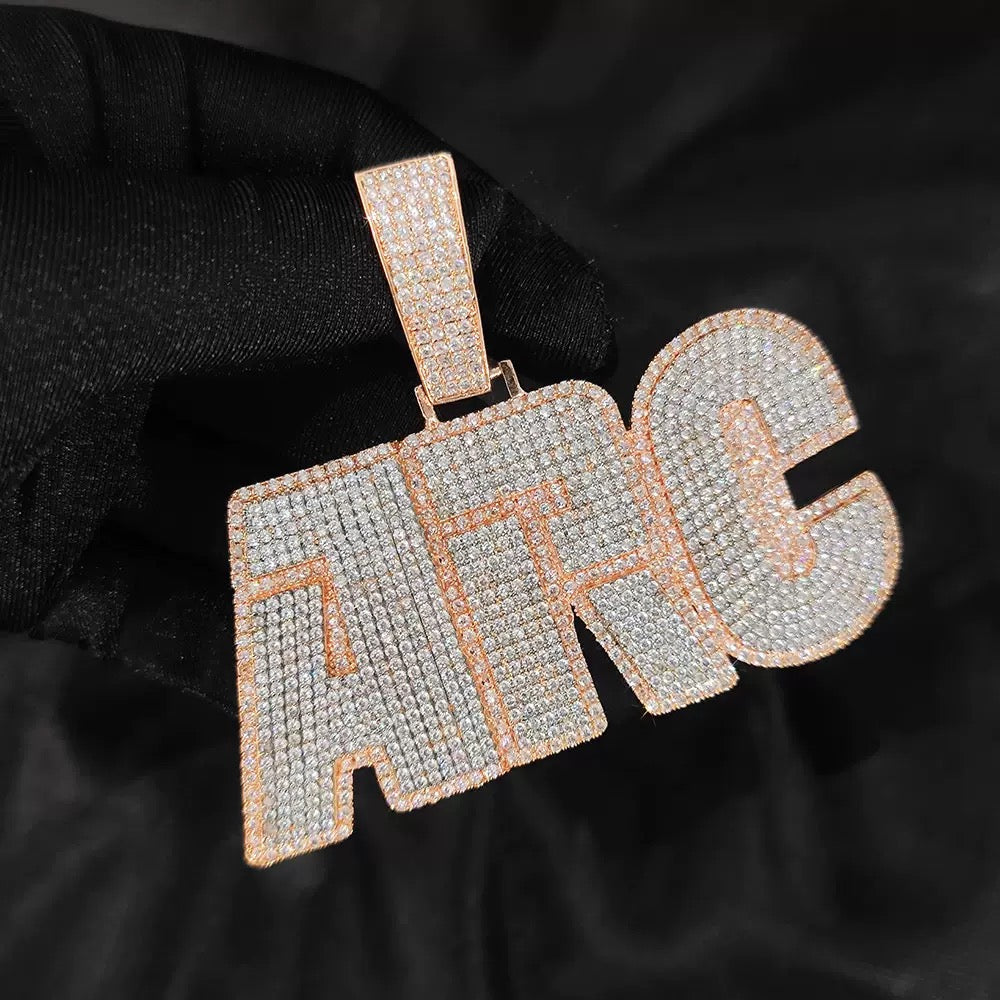 Iced 3D A-Z Letters Pendant