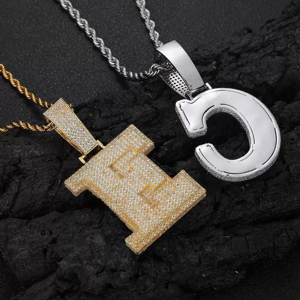 Iced 3D A-Z Letters Pendant