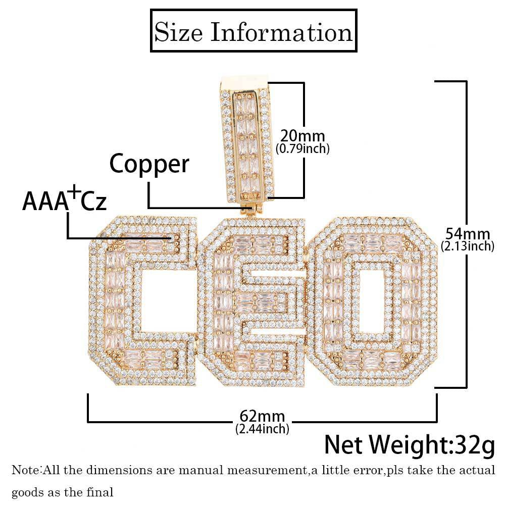 Iced A-Z Baguette Letter Pendant