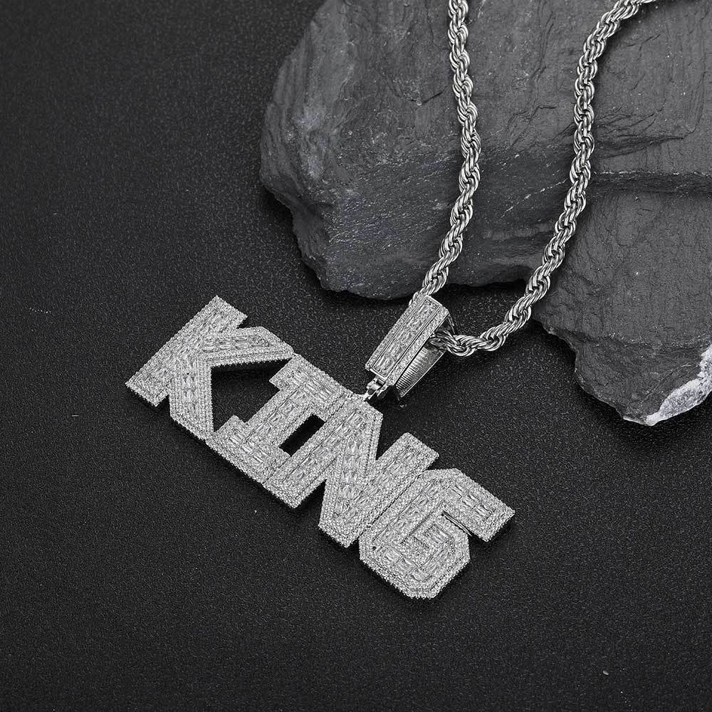 Iced A-Z Baguette Letter Pendant