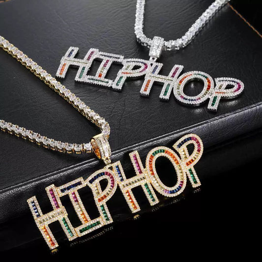 Iced Multi-Color Letters Pendant