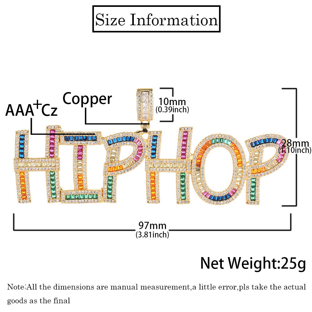 Iced Multi-Color Letters Pendant