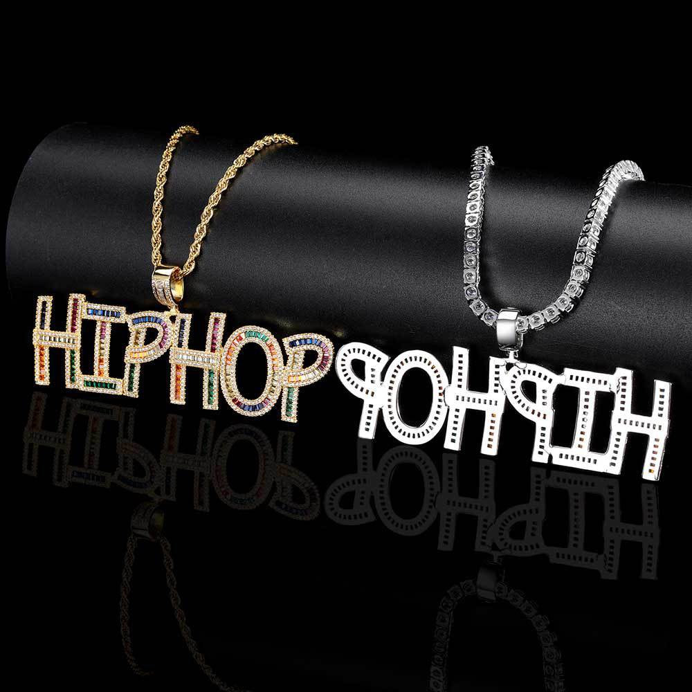 Iced Multi-Color Letters Pendant