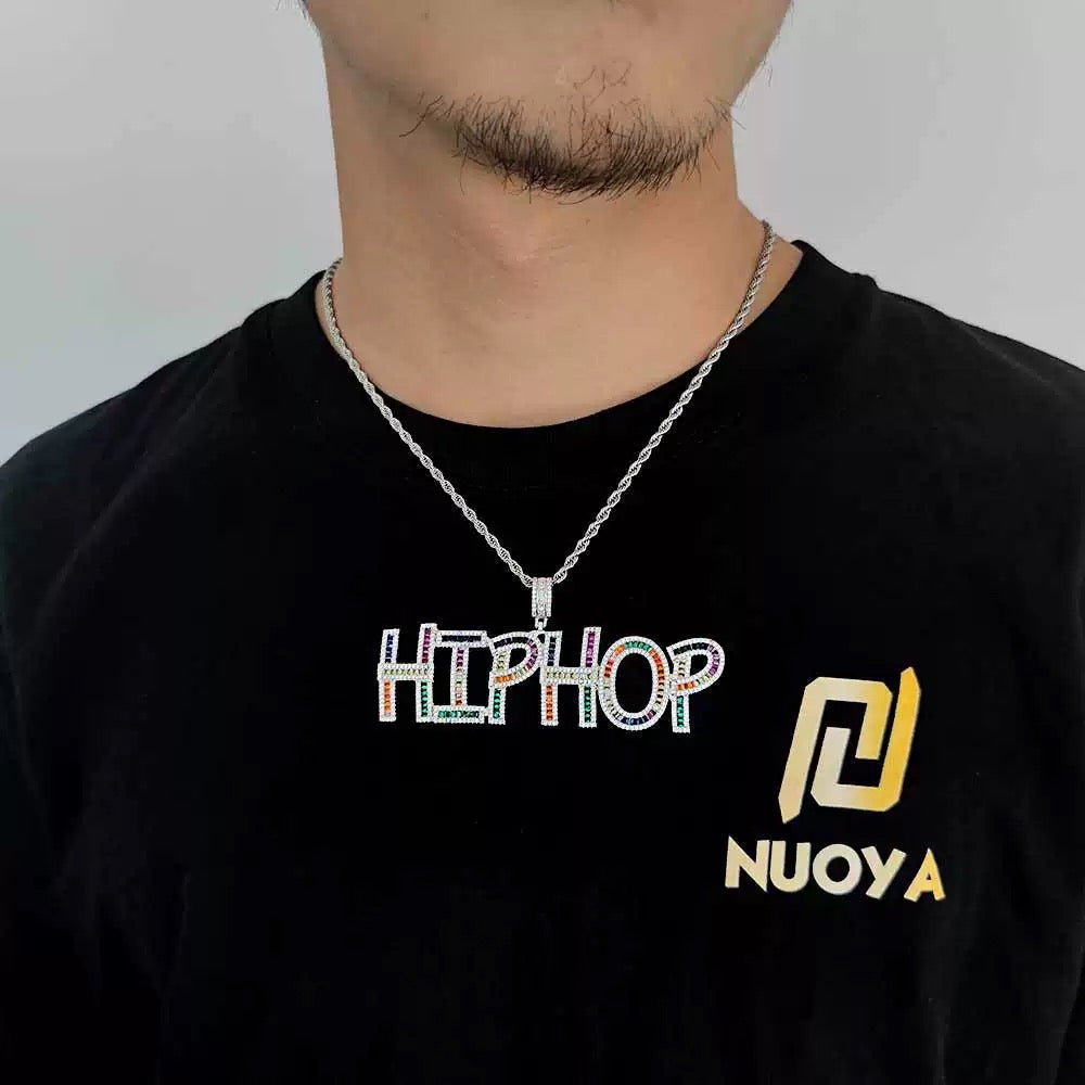 Iced Multi-Color Letters Pendant