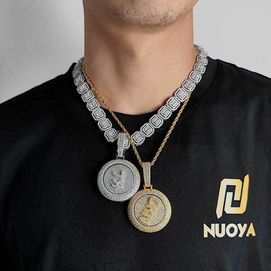 Iced A-Z Custom Letters Rotatable Pendant