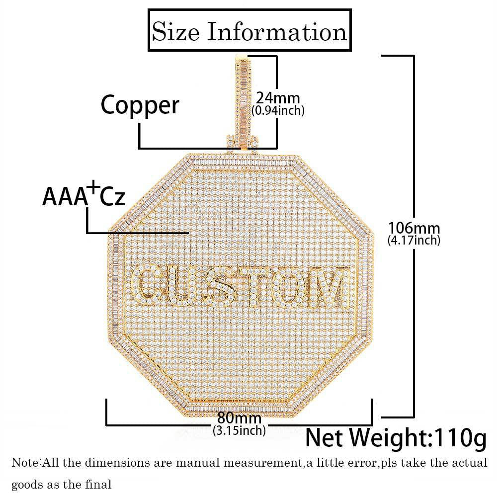 Iced A-Z Custom Octagon Name Pendant