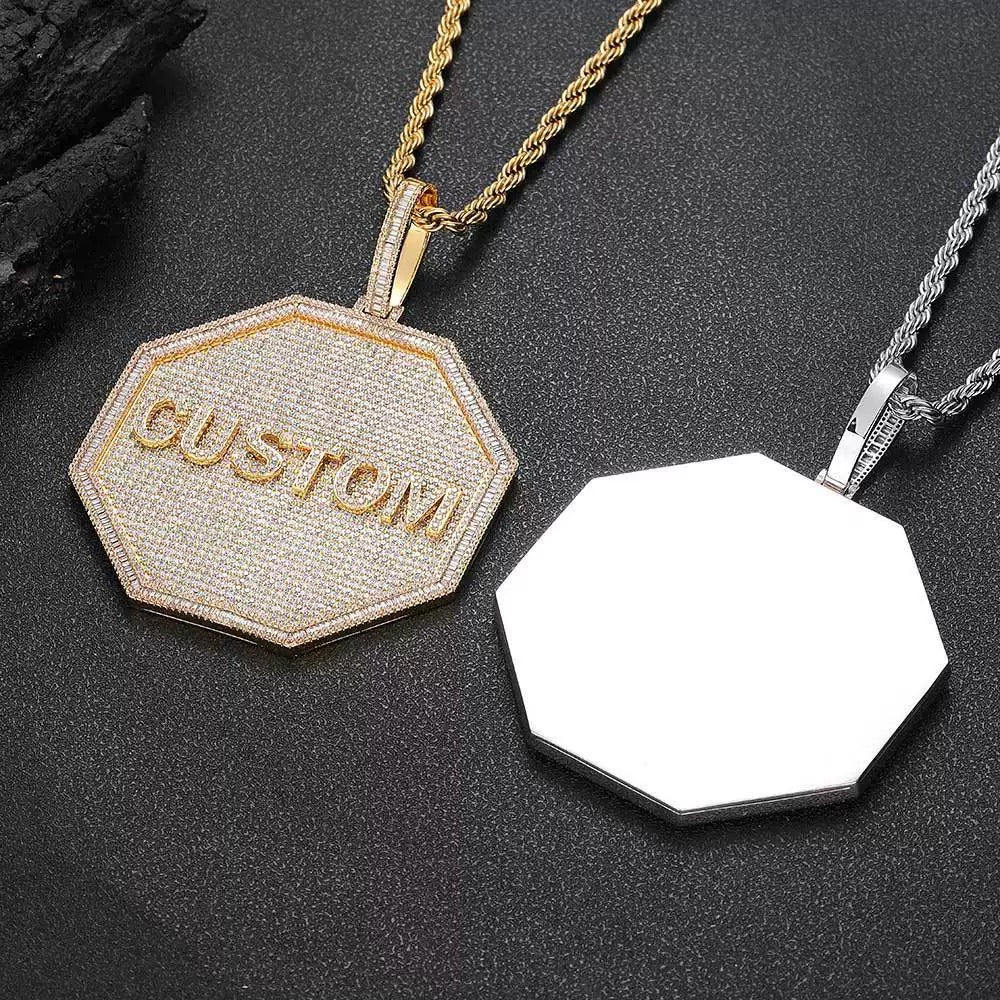 Iced A-Z Custom Octagon Name Pendant
