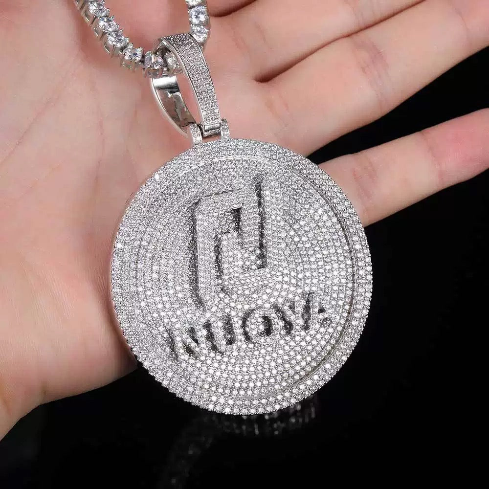 Iced A-Z Custom Round Name Pendant