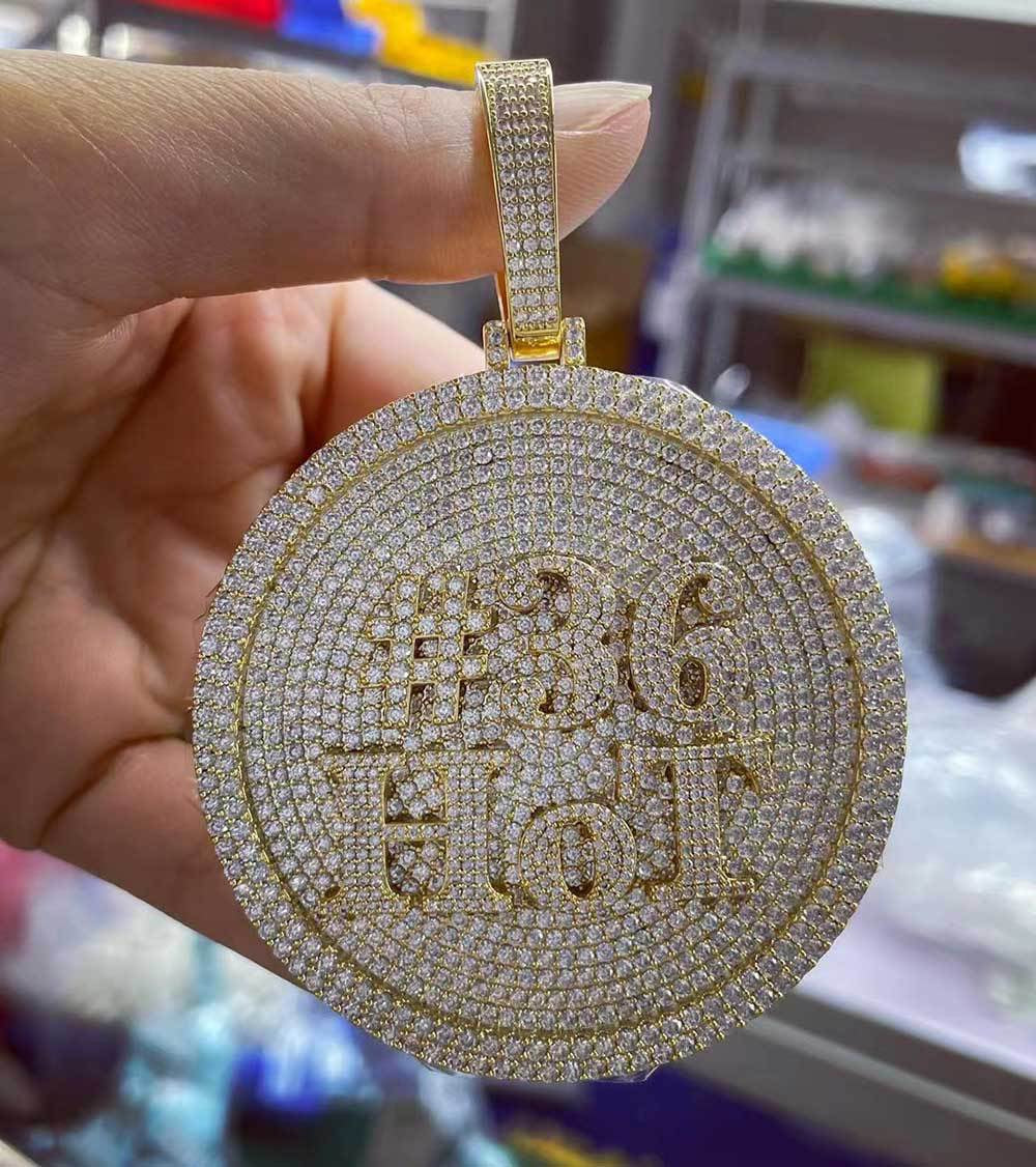 Iced A-Z Custom Round Name Pendant