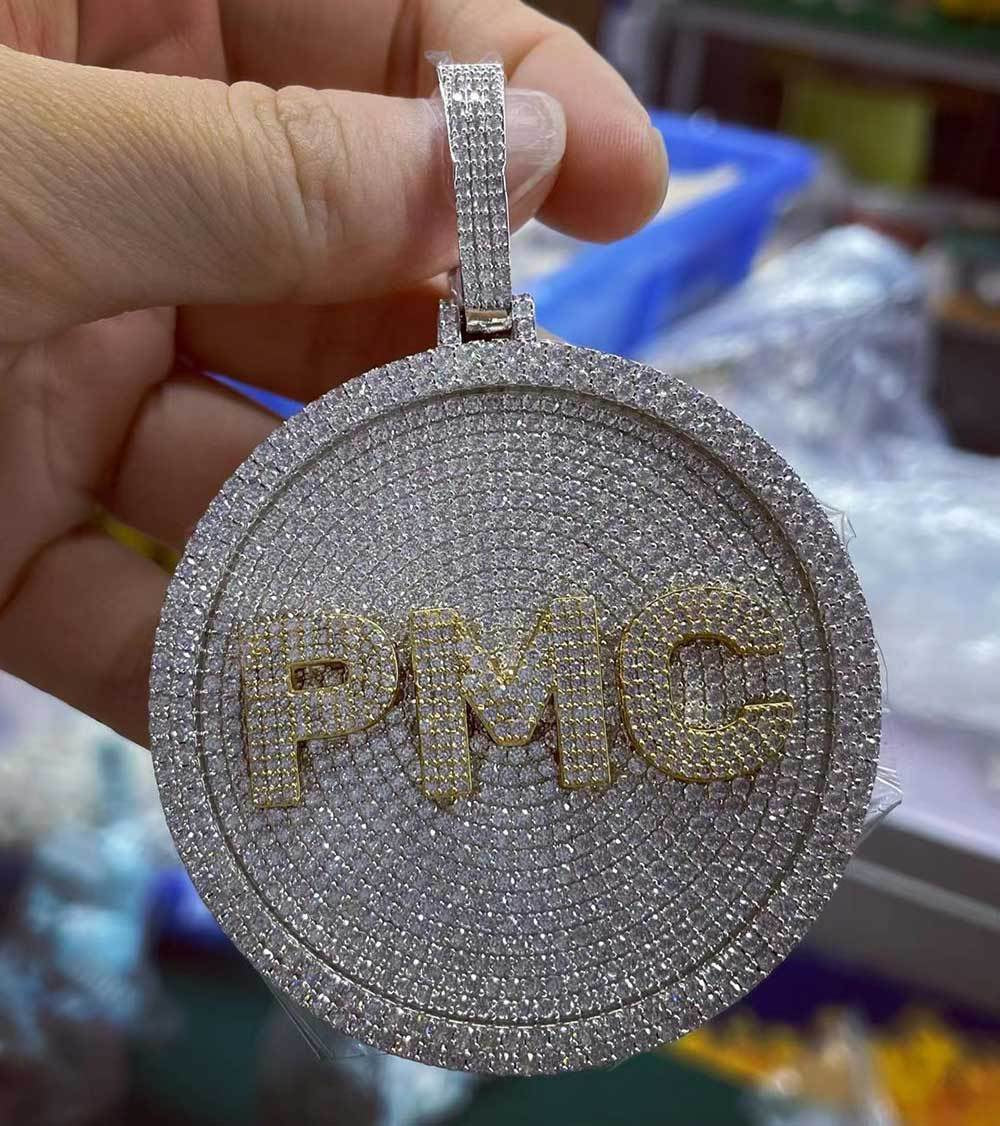 Iced A-Z Custom Round Name Pendant