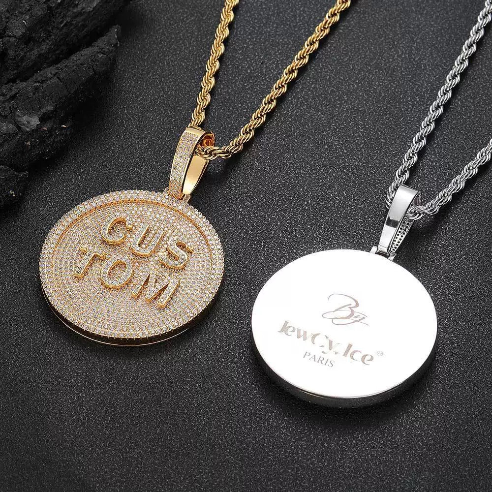 Iced A-Z Custom Round Name Pendant
