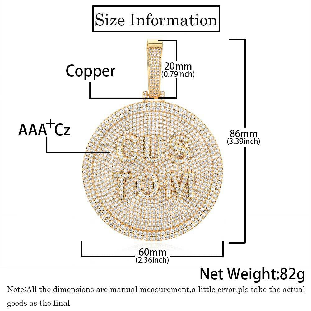 Iced A-Z Custom Round Name Pendant