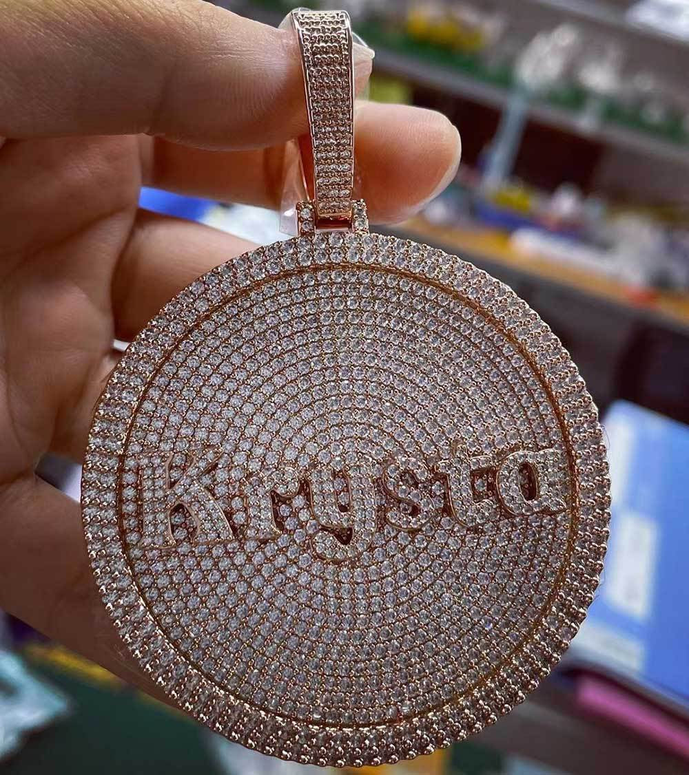 Iced Out Custom Round Name Pendant
