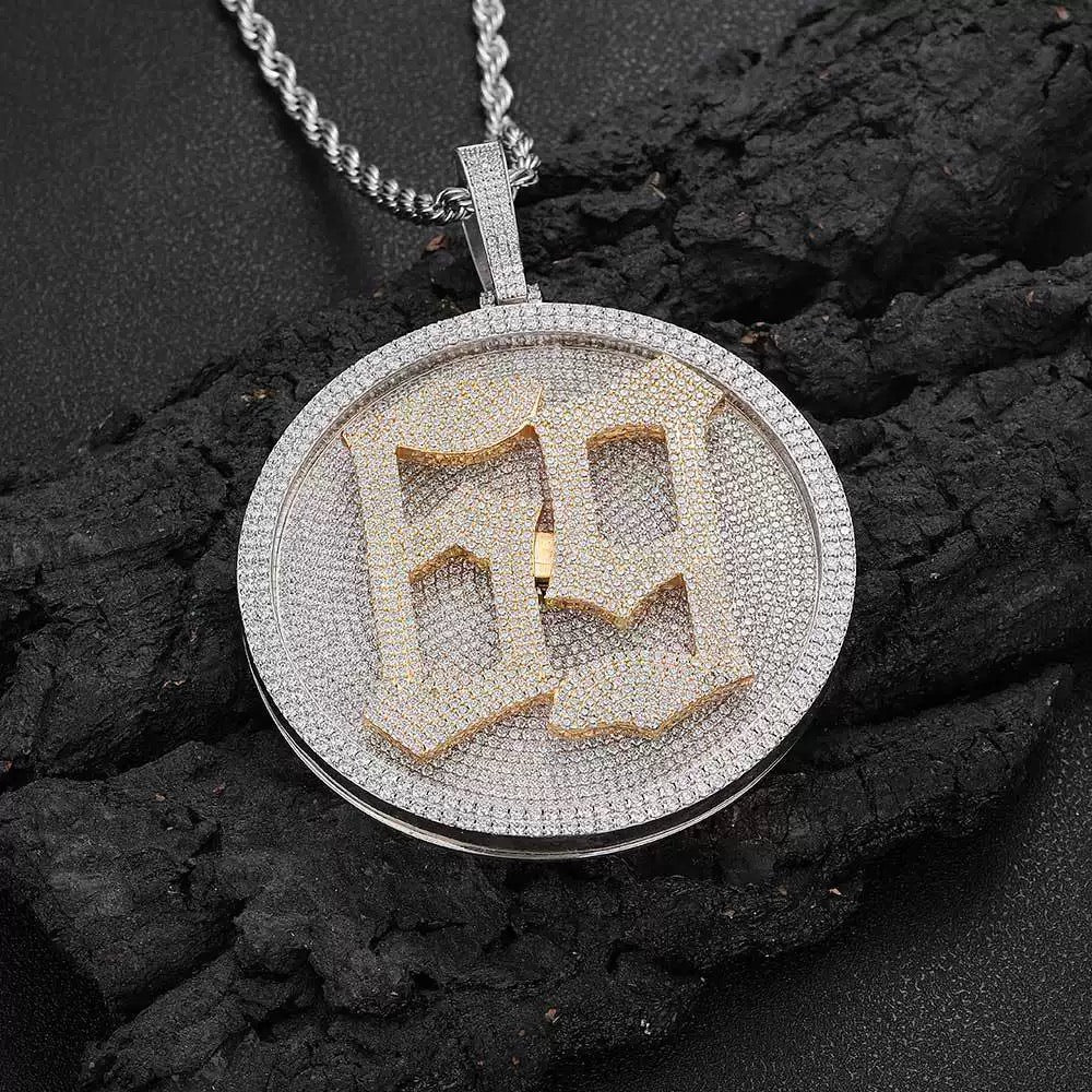 Iced Out Custom Round Name Pendant
