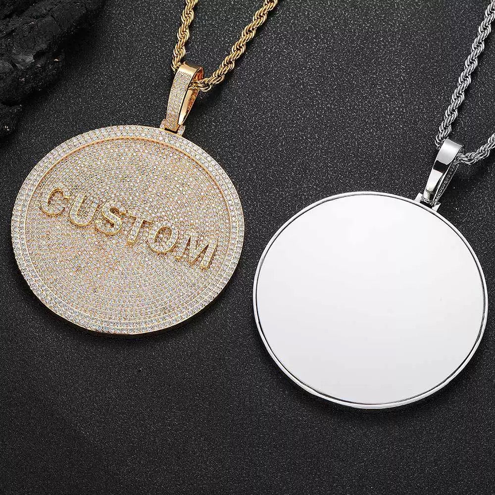 Iced Out Custom Round Name Pendant