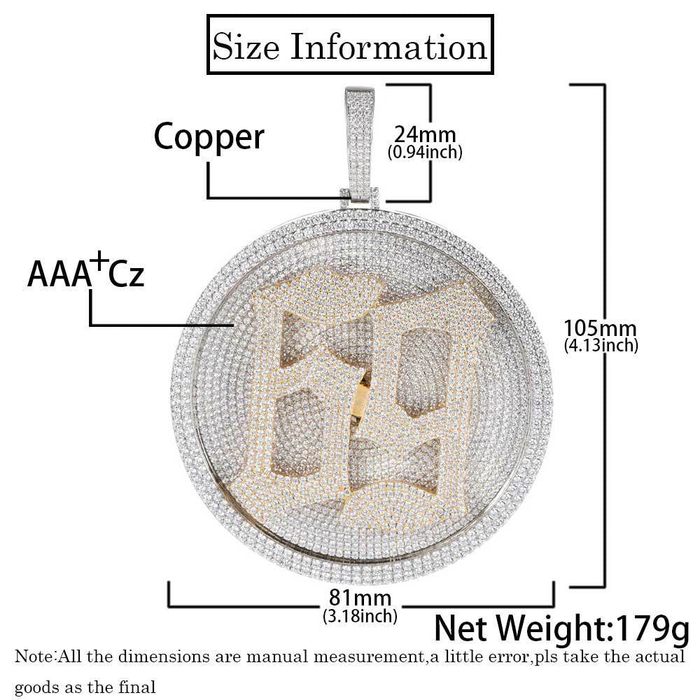 Iced Giant A-Z Custom Letters Rotatable Pendant