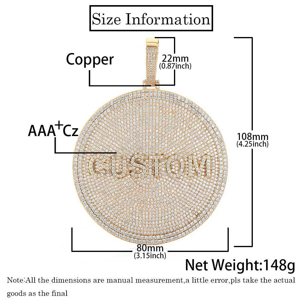 Iced Out Custom Letters With Star & Crown Round Pendant