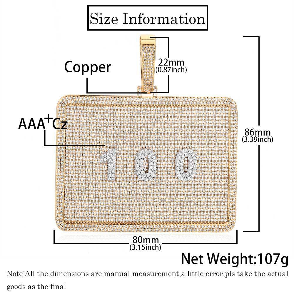 Iced Custom Letters Rectangle Pendant