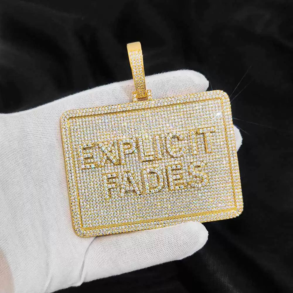 Iced Custom Letters Rectangle Pendant