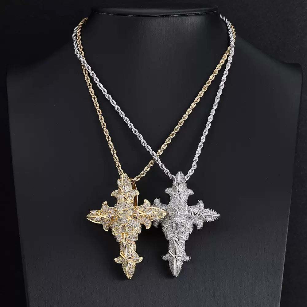 925S & Moissanite Cross With Skeleton Pendant