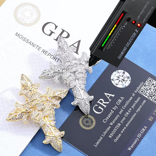 925S & Moissanite Cross With Skeleton Pendant