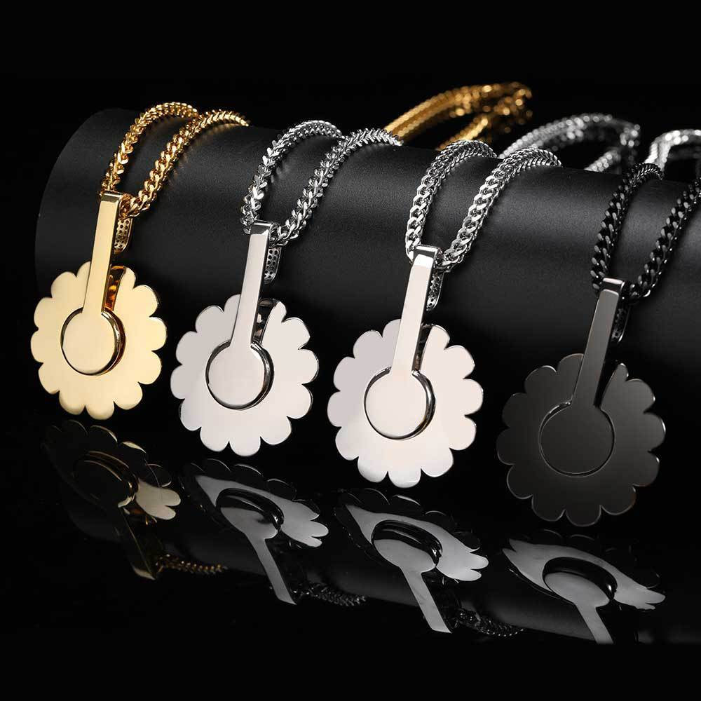 Iced Smile Rotating Sunflower Pendant